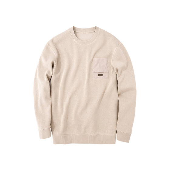 
MrBu round neck pullover sweatshirt men's autumn and winter long-sleeved woven pocket fashion t-shirt top broken code