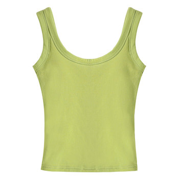 Square collar I-shaped vest with chest pad inner strap
