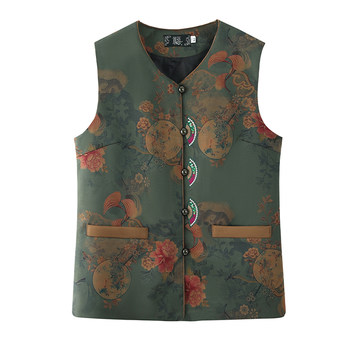 Grandma autumn vest Chinese style middle-aged and elderly vest female 60-year-old 70-year-old mother new Chinese style horse clip old lady clothes