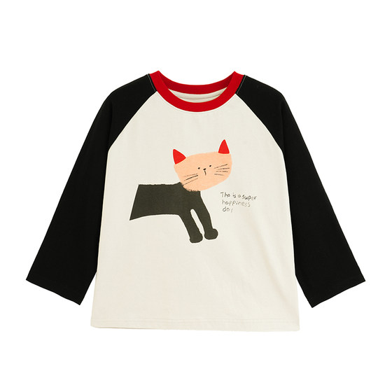 
Yantaijia boys pure cotton long-sleeved T-shirt raglan sleeves 2026 spring contrast color top baby clothes children's clothing