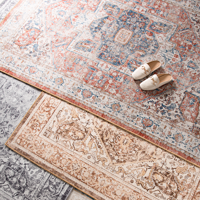 寻由北欧简约复古波斯 古董地毯 客厅茶几毯卧室床边毯美式民族风