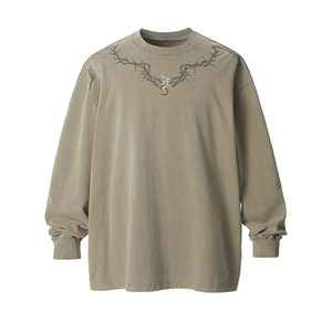 
[Same style as Deng Wei] JHYQ purifying eyeball thorns 320g American washed long-sleeved T-shirt men's loose sweatshirt