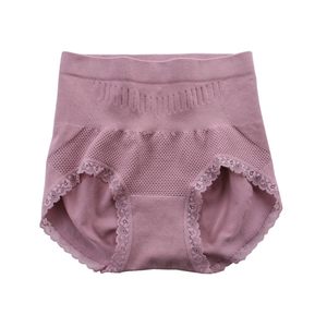 
3 sexy modal women's sexy belly-tightening buttock lifting lace pure cotton crotch seamless mid-waist high waist markless underwear 1518