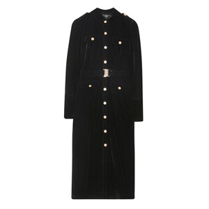 
Bailuyu Elegant Stand Collar Puff Sleeve Dress Autumn and Winter Temperament Single Breasted Slim Commuting Long Skirt for Women