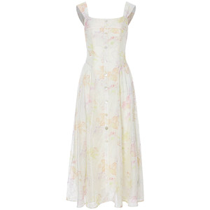 
Since then, French suspender skirt, floral dress, wide shoulder straps, small skirt, high-end summer long skirt for women