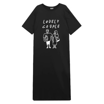 Cotton large version of T -shirt loose over knee dress
