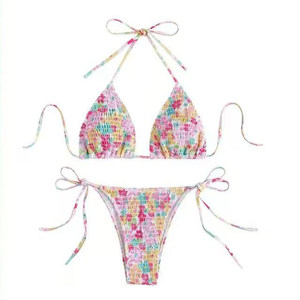 AYSTUDIO swimsuit women's floral bikini pure long-sleeved shirt sun protection small breasts gather to make you look slim and soak in hot spring