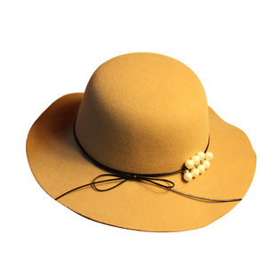 
Spring and Autumn Women's Top Hat Korean Noble Fashionable Wool Felt Hat Trendy Basin Hat Pearl Wool Hat