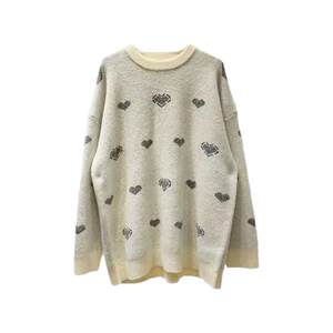 
New Year Red Pregnant Women Retro Love Jacquard Sweater Autumn and Winter Thickened Korean Style Lazy Style Loose Knitted Sweater Jacket