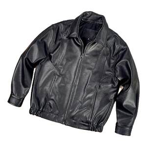 
High-end Hong Kong style genuine leather jacket 90s top layer calf leather jacket retro loose lapel executive jacket men and women