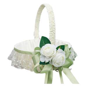 
Pastoral style rattan lace flower basket, wedding celebration flower girl scattering petals, portable basket, confinement gift lace flower basket