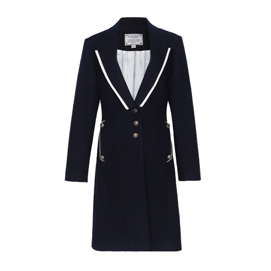 
D-HARRY/Di Harry Navy Wool Coat Women's Mid-length Loose Woolen Jacket DH224F95773D