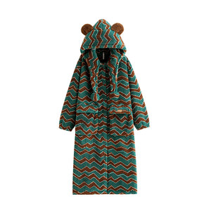 
Yuenei nightgown women's pajamas winter autumn and winter flannel plus velvet thickened coral velvet large size long warm nightgown