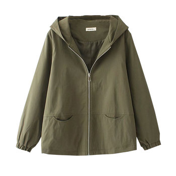 Middle-aged and elderly women's 2021 spring and autumn hooded windbreaker