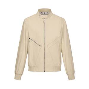 
RARE Via Men's Motorcycle Jacket Jacket Men's Fall and Winter New Beige Stand Collar Fashionable Leather Leather Clothes