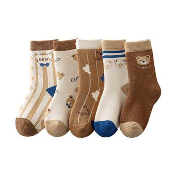 Velvet thickened children's socks pure cotton boys autumn and winter style