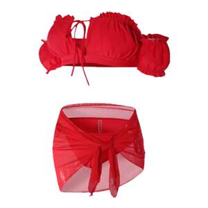 
European and American sexy swimsuit women 2024 new vacation split bikini red breasts gathered to soak in hot spring swimsuit