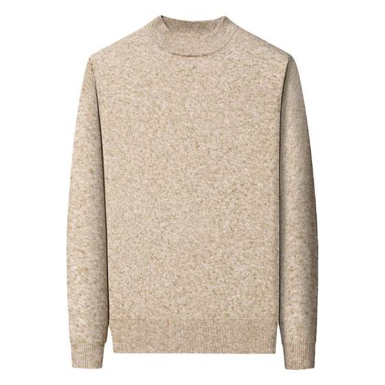 Ordos City Men's Thickened Cardigan Half-Tree Collar Base Knit Sweater Round Neck Cardigan Dad's Sweater
