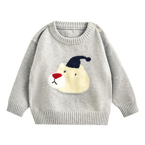 
European pregnant children's sweater 2025 autumn and winter new style boys and girls knitted tops bottom sweater baby jacket