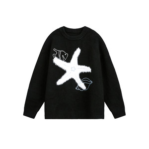 
Dream made American design starfish embroidered sweater for boys in autumn and winter thickened inner couple sweater