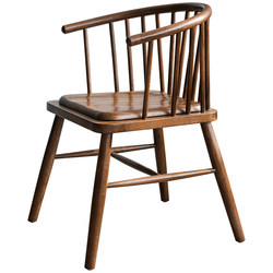 Nordic solid wood dining chair armrests simple Windsor chair study room