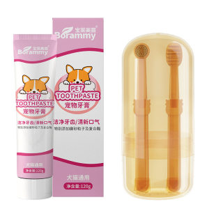 Pet cat silicon glue small toothbrush cat brush dog toothpaste toothpaste set removal of bad breath, edible tooth cleaning supplies