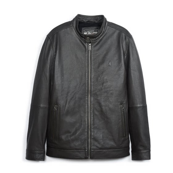
MCS originated from Marlboro Spring and Autumn New Sheep Leather Real Leather Clothes Slim-fitting Standing Collar Locomotive Black Leather Jacket Men