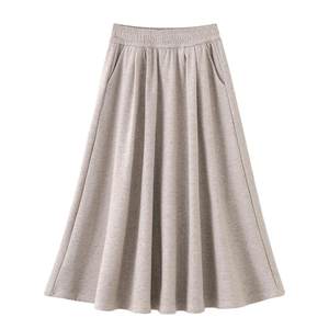 
Khaki glutinous rice skirt mid-length lazy style skirt 2025 autumn and winter meat covering and slimming umbrella skirt A-line skirt for women