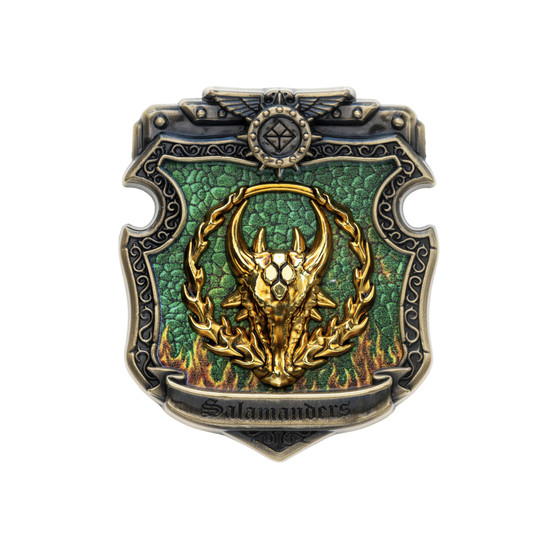 
Starforged Star Forged Warhammer 40K Peripheral Salamander Brooch Pendant Flaming Embers Morale Badge