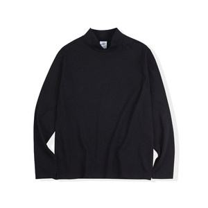 IDLT high -quality slim semi -high -necked stand -up collar original black long -sleeved T -shirt men's simple bottoming tide ins