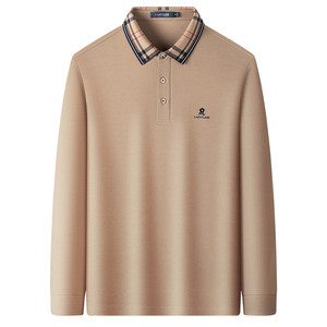 
[Double mercerized long-staple cotton] Montagut polo shirt long-sleeved men's spring plaid lapel solid color cotton T-shirt skin-friendly J