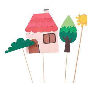 
Birthday cake decoration plug-in house set forest leaves grass sun leaves small animal theme plug-in