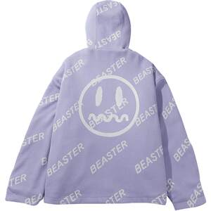 
BEASTER ghost face windproof front and back hooded imitation sherpa thick coat men's winter warm jacket women