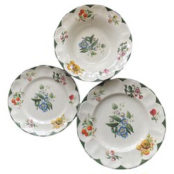 French pastoral retro tableware underglaze color rice bowl plate