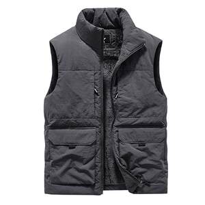 Vest vest, autumn and winter plus velvet thick -size large -scale wearing a horses clip jacket, multiple bags of work, leisure to keep warm, shoulder men's tide