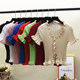 Women Ruffles Knitted Short Flare Sleeve Cropped Sweaters Ca