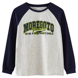 
Fat children's T-shirt for boys with long sleeves, fat and large loose large size pullover base shirt for boys with medium color contrast top