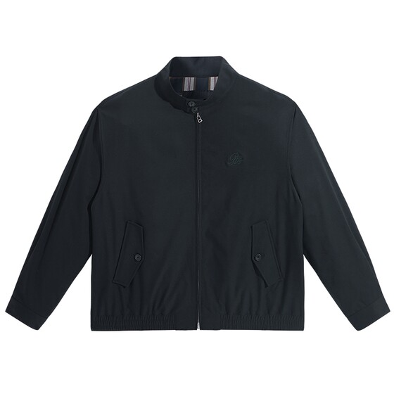 
PEACEBIRD Men's Executive Jacket Loose Old Money Commuting Jacket Stand Collar Harrington Textured Jacket Embroidered Top
