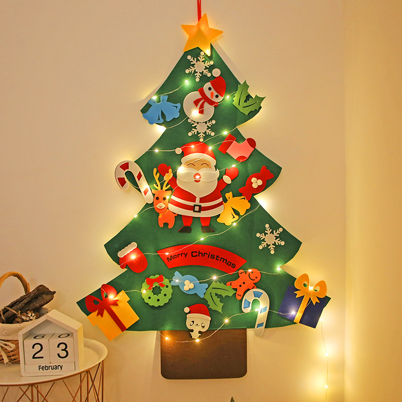 钱康 圣诞树圣诞装饰品儿童手工益智DIY毛毡布圣诞树 圣诞彩灯儿童礼物