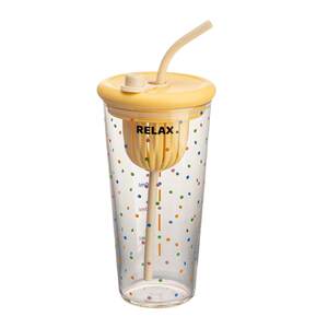 
Modern housewife high borosilicate glass straw cup coffee cup tea water separate cup household cup female large capacity water cup