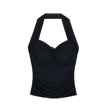 
Pusumede sexy neck halter mesh suspender for women wearing wrinkled and smudged design niche and unique vest top