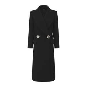
[Same Model in Celebrity] NanaJacqueline Diamond Button Bow Woolen Jacket Women's New Winter Long Coat