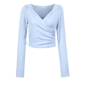 
Quick-drying sports T-shirt for women with hooded slim outside wearing yoga clothes top running cross collar casual long-sleeved fitness suit