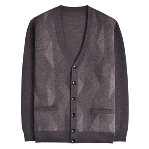 Middle -aged and elderly men's men's clothing autumn and winter all -purity wool knitted cardigan jacket grandpa clothes 6070 -year -old dad outfit
