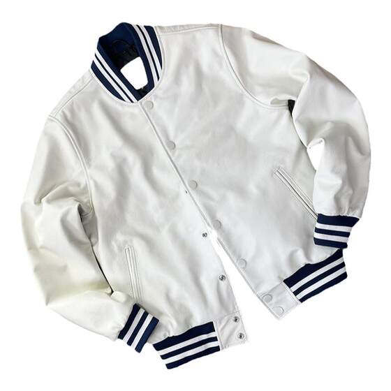 Spring and Autumn Terminal Light Calls Leather Locomotive Baseball Baseball White Templim Jacket Men's handsome trendy leather jacket casual jacket
