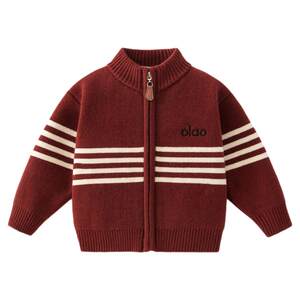 
Banxidi Boys' Sweater Winter Clothes New Children's Velvet Knitted Cardigan Winter Jacket Baby Red New Year's Clothes