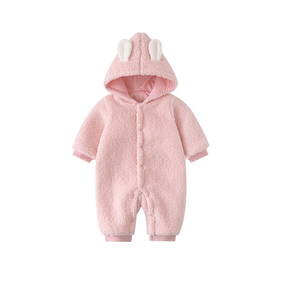 
Tongtai baby jumpsuit autumn and winter baby plus velvet thickened clothes children's outing clothes hooded rompers