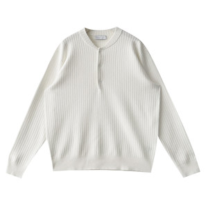 
Nick Tian early spring soft solid color textured sweater for men new casual single-breasted Henry collar sweater