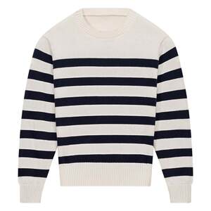 
[Soft and skin-friendly cashmere] CULTUM retro college style knitted striped round neck sweater base sea soul shirt men