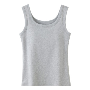 
Solid color cotton camisole women's spring and summer slim-fitting inner wear with breast pads to cover breasts, sleeveless bottoming top